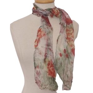 Vintage Floral Print Sheer Scarf